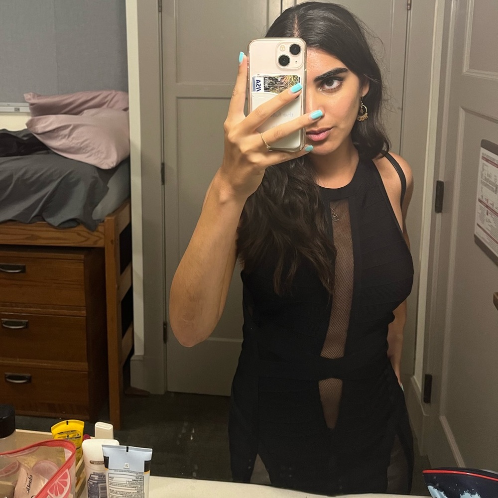 Herve Leger black midi bandage dress (folded up to mini in picture) size M